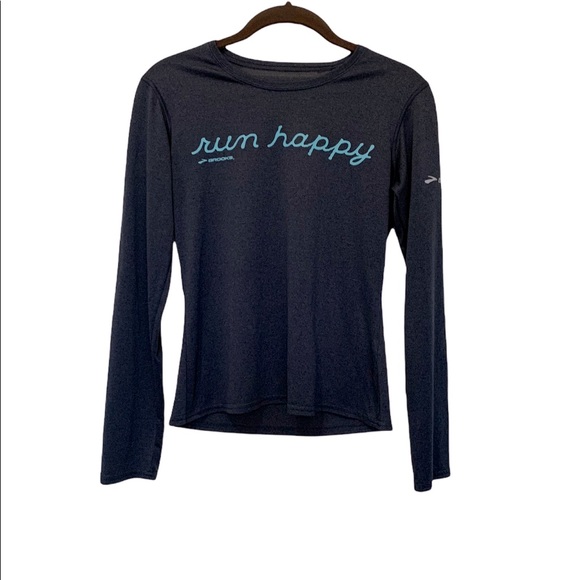 Brooks EZ T Run Happy Navy Long Sleeve T-Shirt - Picture 4 of 14